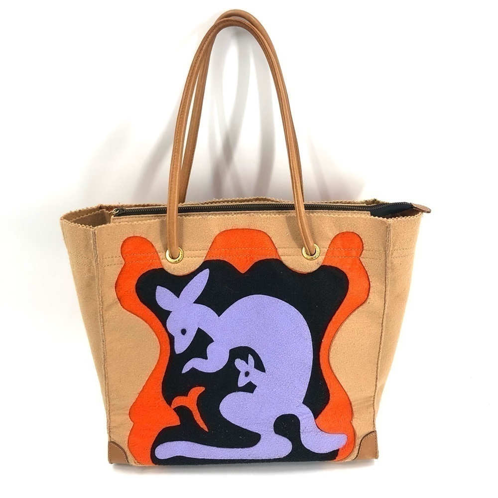 Rare Michael Simon Kangaroo Tote Bag Colorful Felt Carryall Designer Artsy Purse